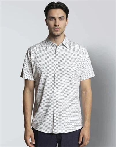 Clean Cut Copenhagen - Clean Formal AOP Stretch Skjorte - Ecru/Light Blue